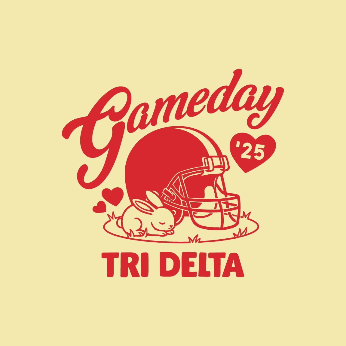 Delta Delta Delta Bunny and Helmet Game Day Shirt | Fresh Prints