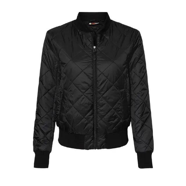 Weatherproof Women's Heat Last Quilted Packable Bomber w21752 Black Front